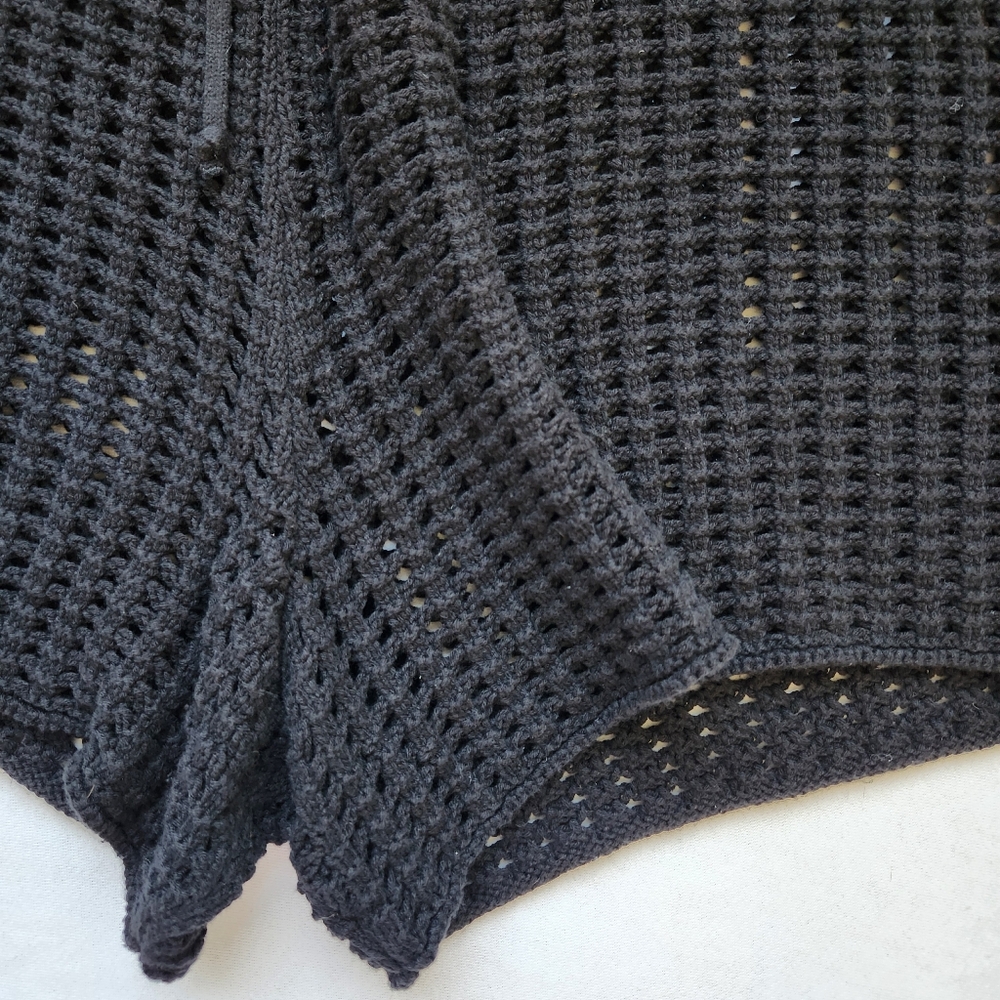 Comfy Crocheted Boho Shorts Black Drawstring Tie Beach Pool Lounge Cute XXL - Picture 6 of 13